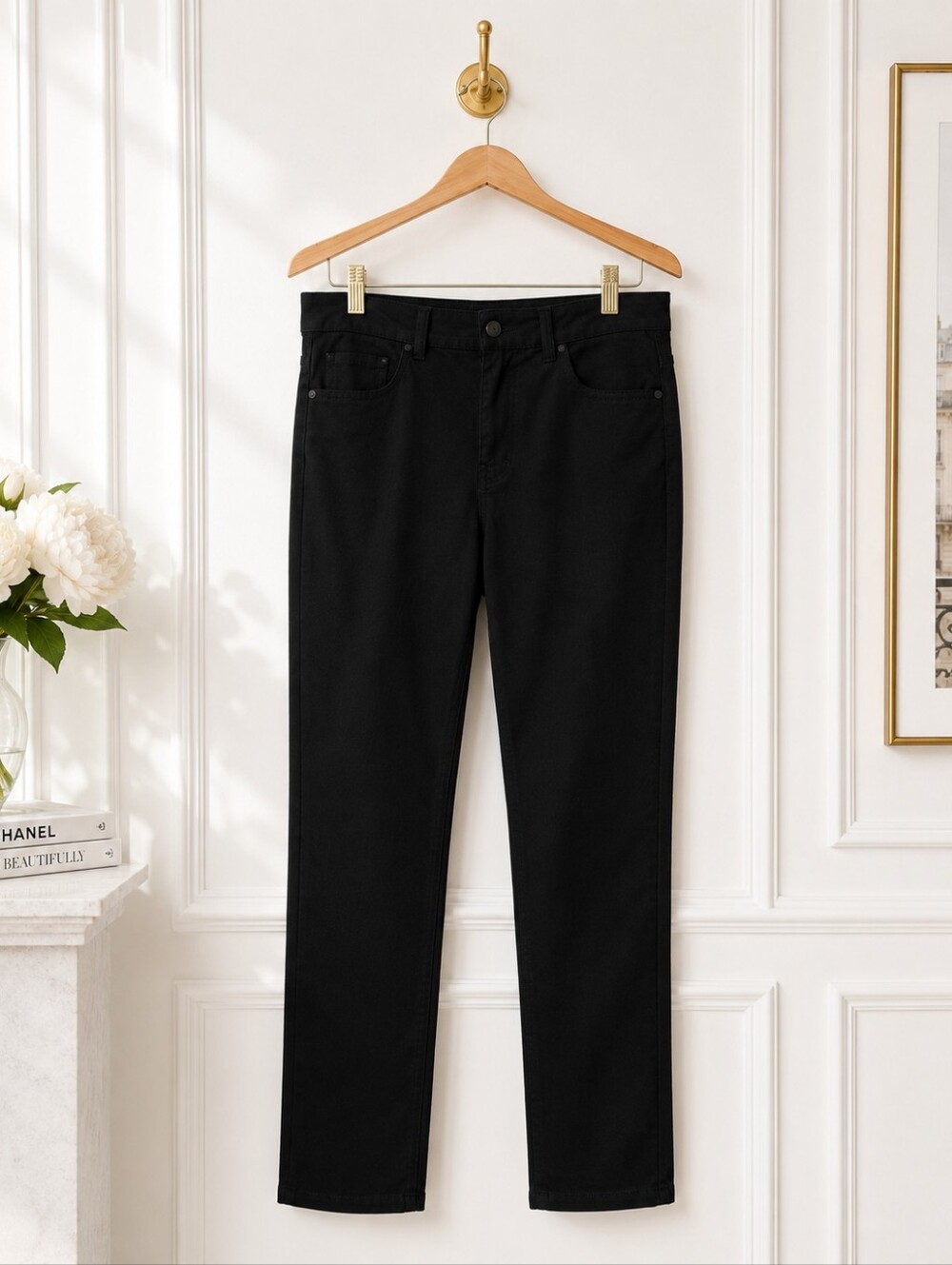 DKNY Black Straight Leg Pants Size 34 Classic Everyday Trousers - Picture 6 of 11